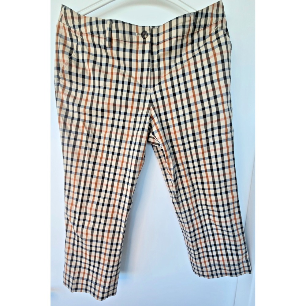Vintage Daks London Pants Capri Nova Check Women Sz 42 Y2K Preppy Retro Festive